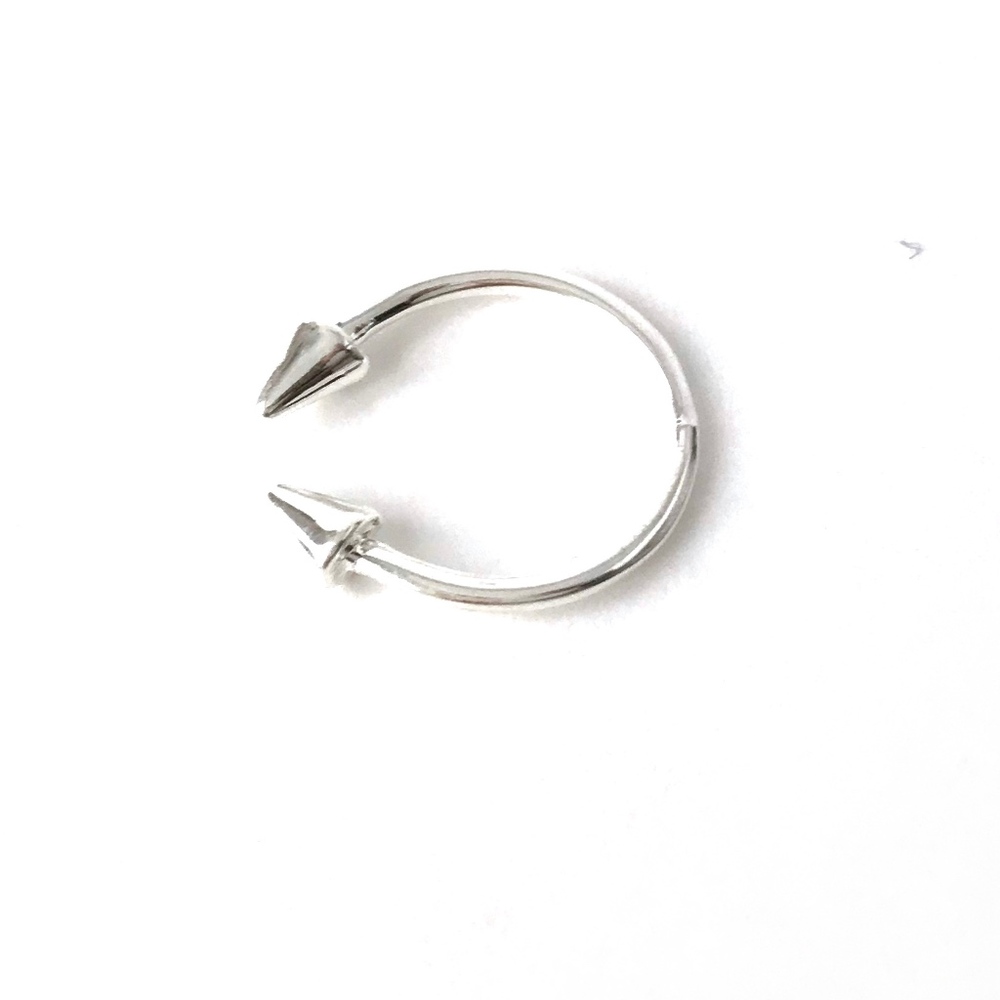 Silver Triangular Studded Ring - Picture 2 of 6